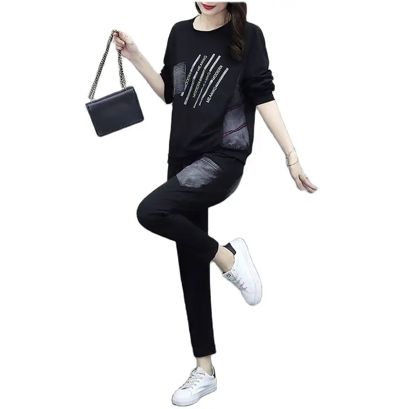 Женский спортивный костюм, новинка весны 2022, корейские комплекты для отдыха, женский свободный модный костюм из двух предметов, комбинированный комплект из двух предметов, B