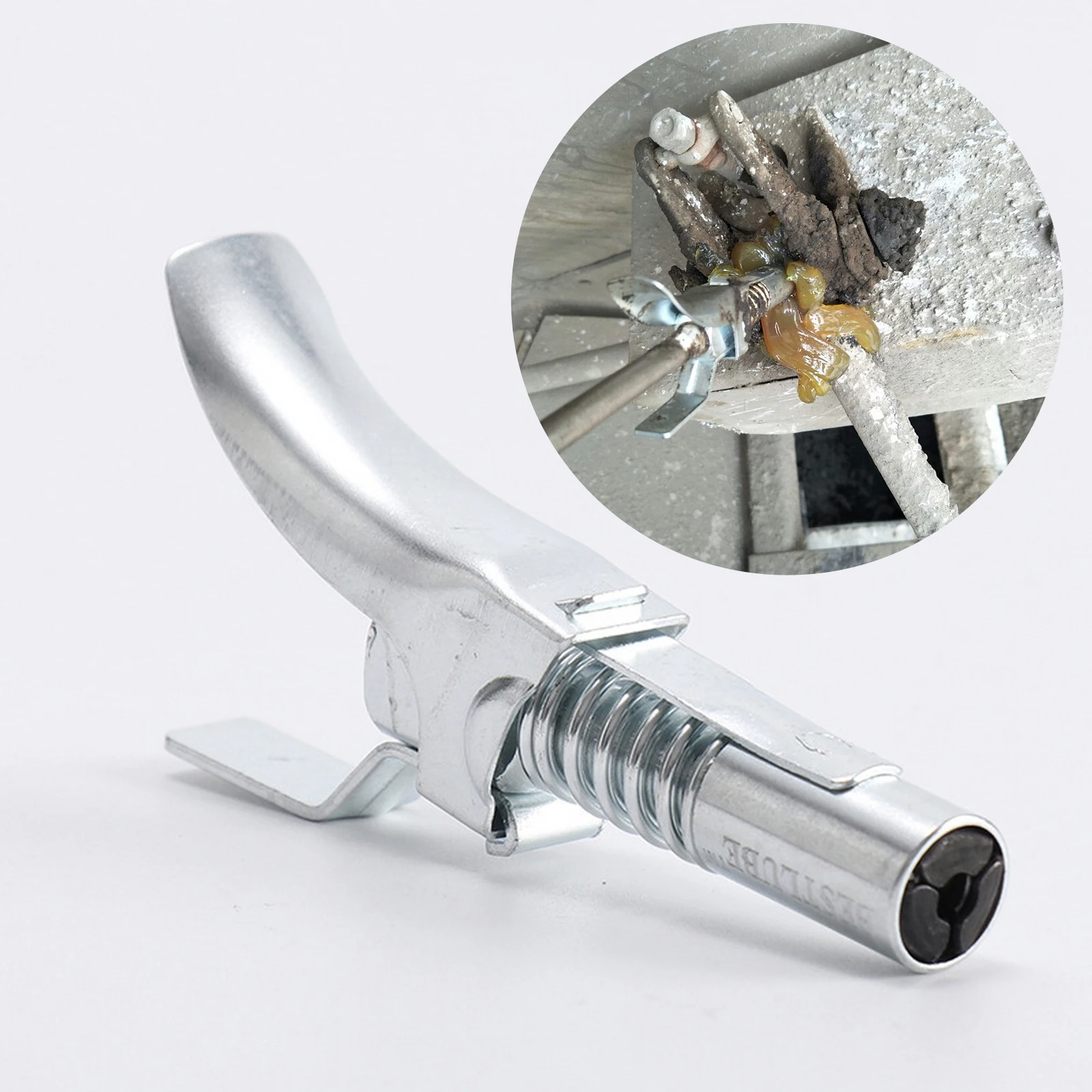 

Grease Coupler Heavy-Duty Quick Release Grease Gun High Pressure Grease Nipple Double Handle Grease Gun Flat Heads