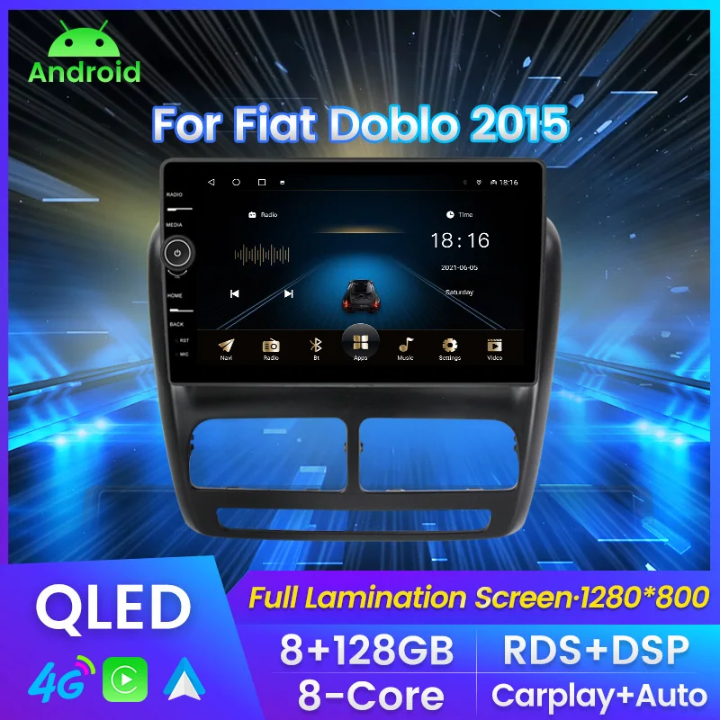

MLOVELIN RDS QLED Android 11 автомобильный видеоплеер все в одном для Fiat Doblo 2015 GPS навигация Carplay Автомобильный Вентилятор охлаждения автомобильная стер...