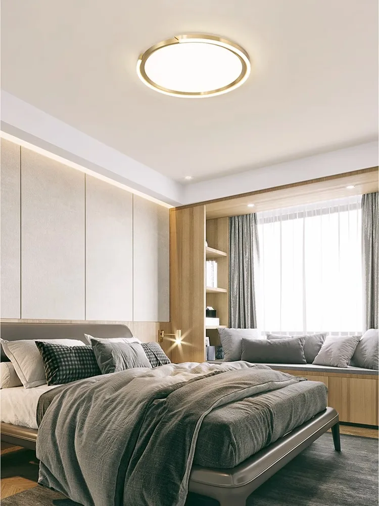 Спальня ультратонкая потолочная фотолампа современная простая круглая теплая