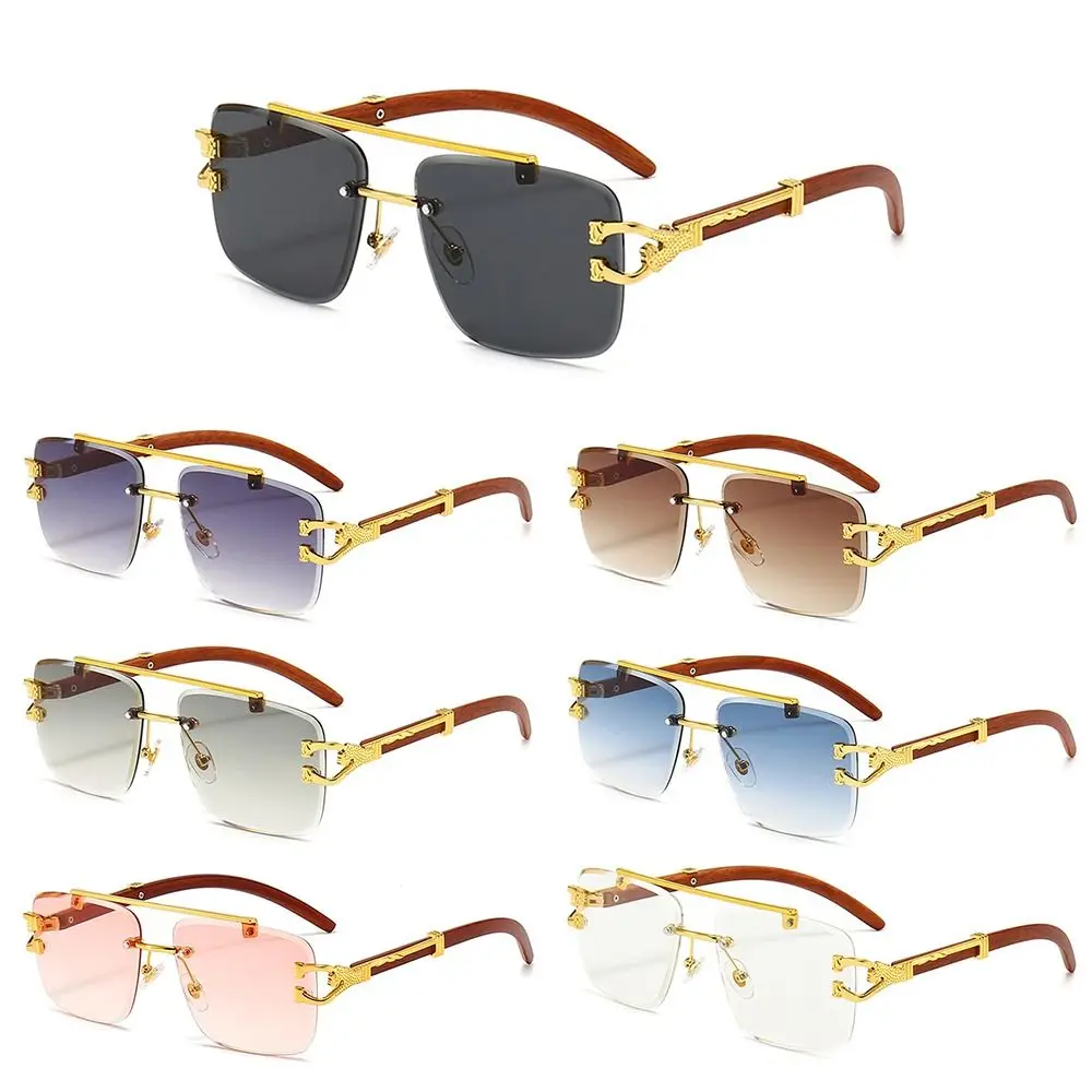

New UV400 Men & Women UV Protection Rimless Sunglasses Cheetah Head Sunglasses Eyewear Square