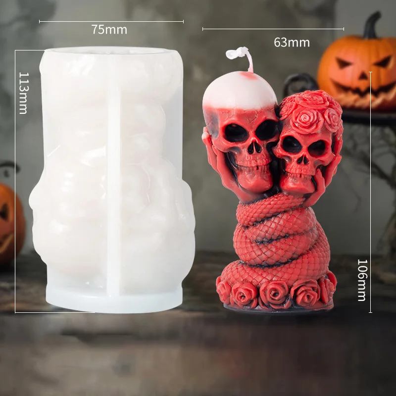 Форма в виде черепа и свечи силиконовая форма для Хэллоуина сделай сам змеи Новая