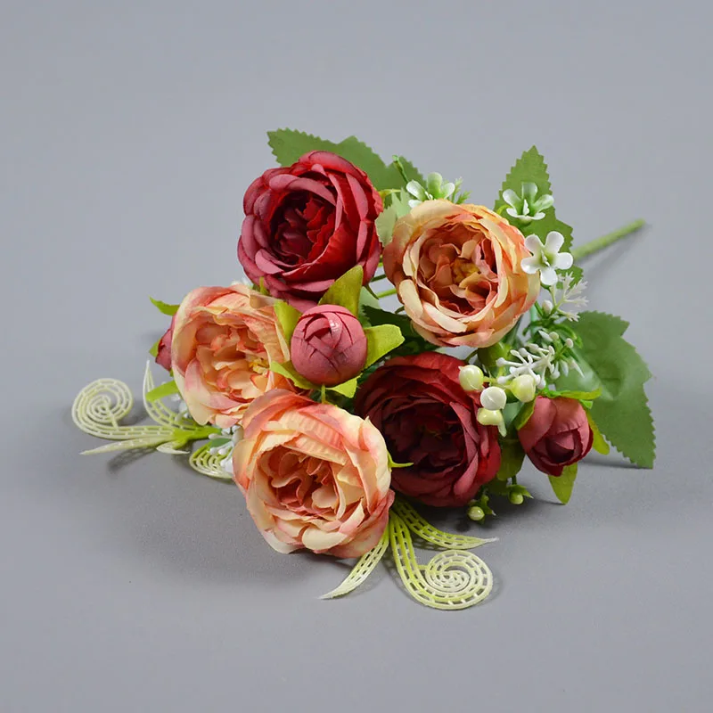 30 см Новый розовый Шелковый Пион искусственный цветочный букет 5 больших головок