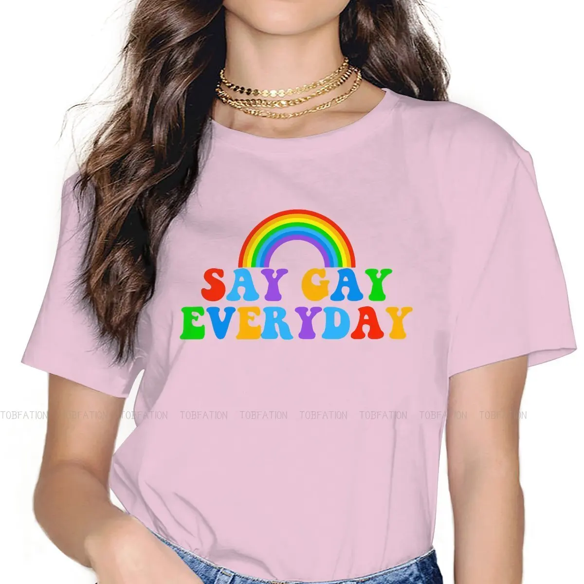 

Gay Rainbow Boys Love TShirt for Woman Girl Say Everyday Humor Casual T Shirt Novelty Trendy 4XL 5XL