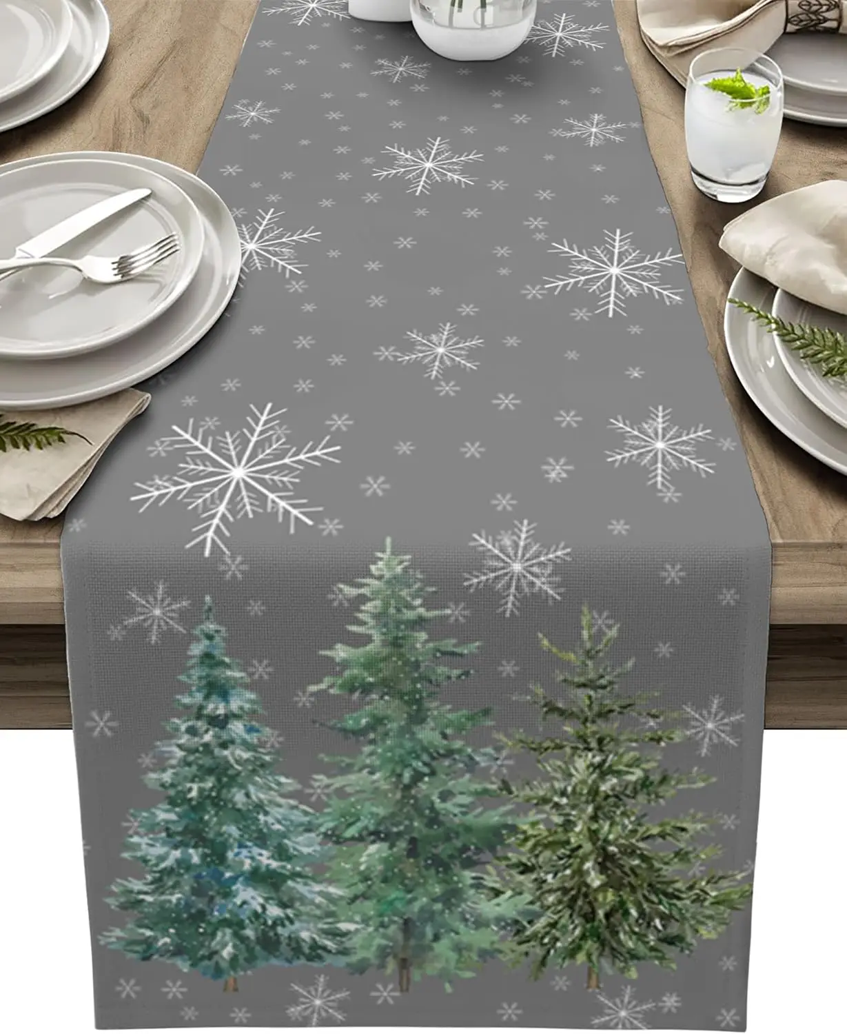 Рождественская зеленая скатерть из льна