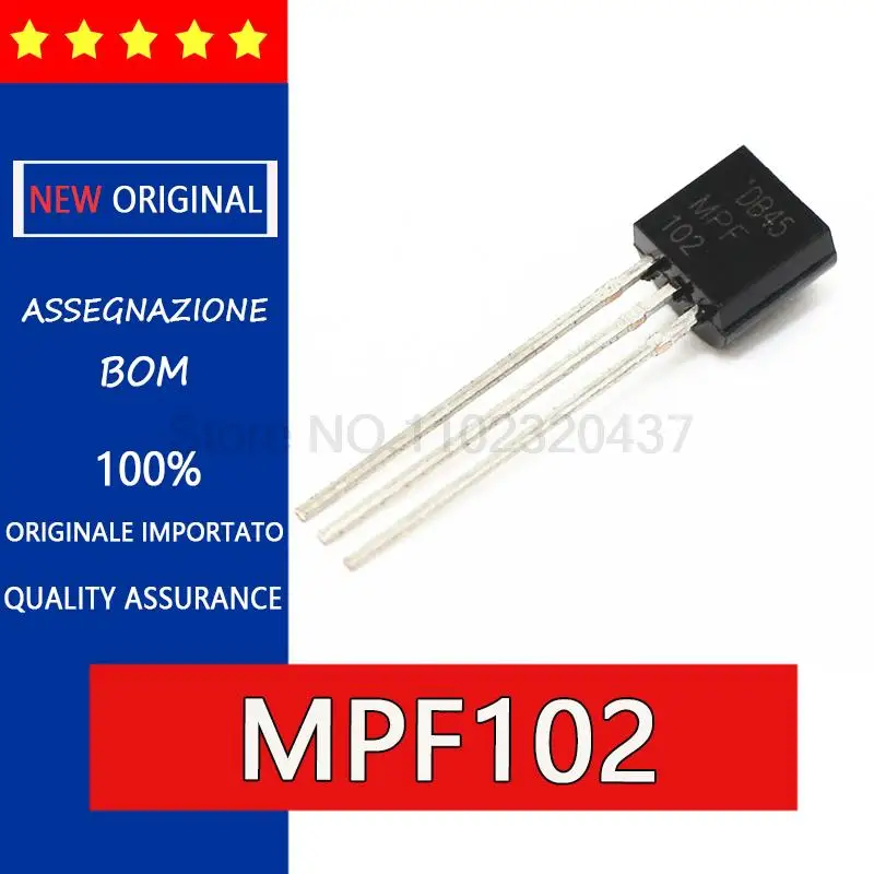5 шт., новый оригинальный MPF102 TO-92 MOS трубка с полевым эффектом NPN в триодный транзистор, N-канал, MOS, TO92