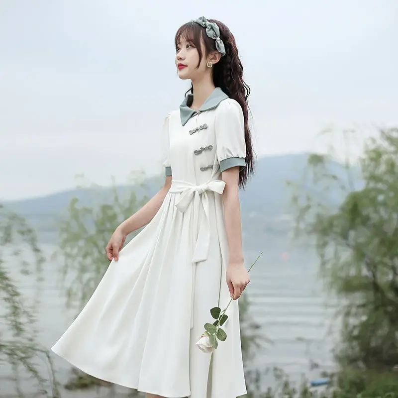 

2023 summer autumn new chinese dress improved hanfu national style elegant casual daily women graceful hanfu qipao dress a257