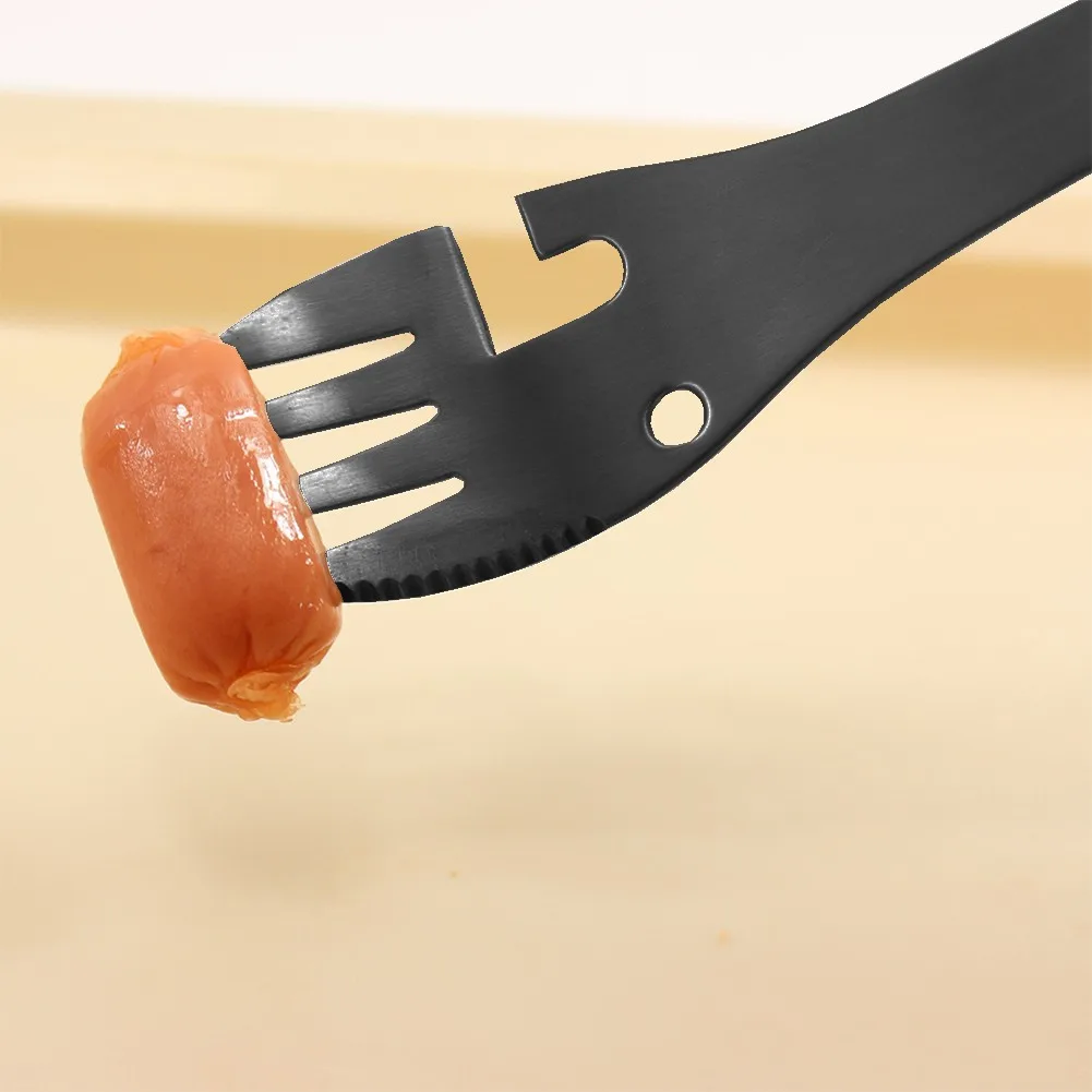 Многофункциональная вилка и ложка кухонная посуда из нержавеющей стали черная