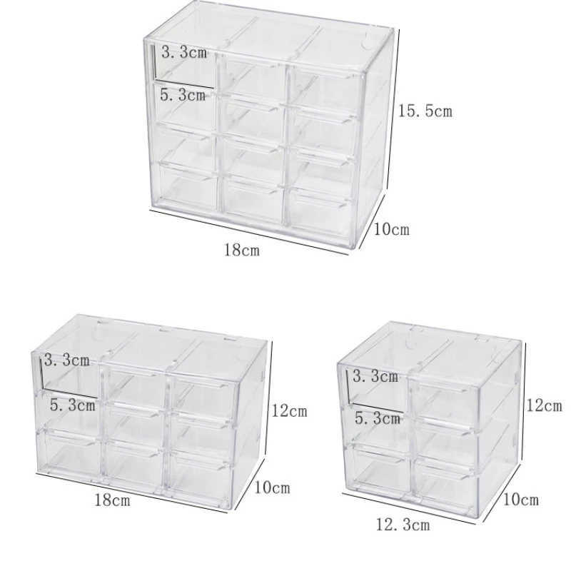 

Прозрачная Пыленепроницаемая коробка для хранения косметики с шестью квадратными ящиками 12 квадратных ящиков для хранения ювелирных изделий канцелярских принадлежностей девять квадратных ящиков