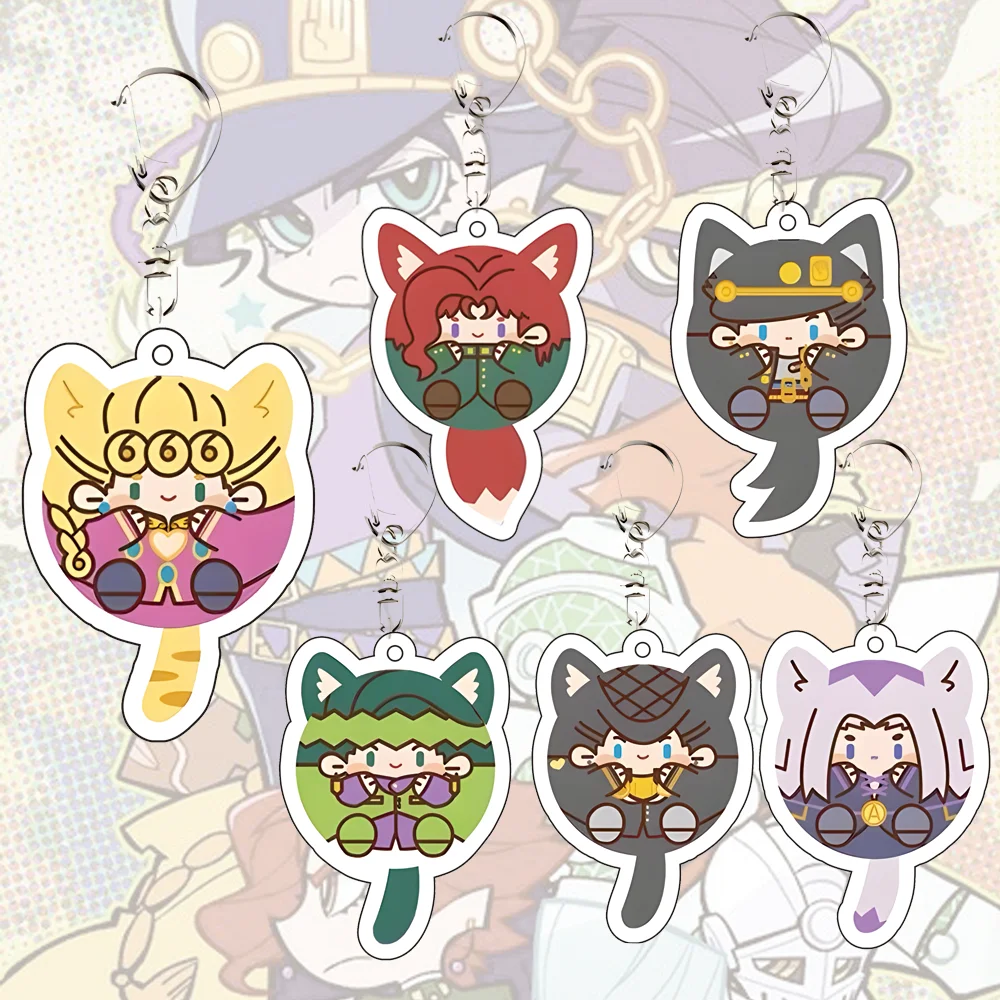 Фото Новый милый аниме JoJos Bizarre Adventure, фигурка, подвеска для косплея, металлический брелок для ключей, автомобильный брелок, сумка, ювелирное изделие, подарок для фанатов, аксессуары №1