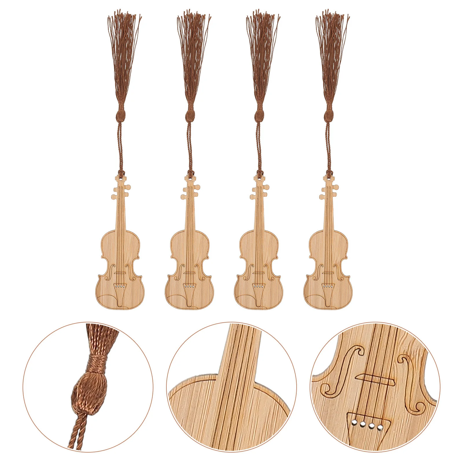 

Ornaments Violin Page Markers Shape Book Modeling Bookmarks Bamboo Tassel Design