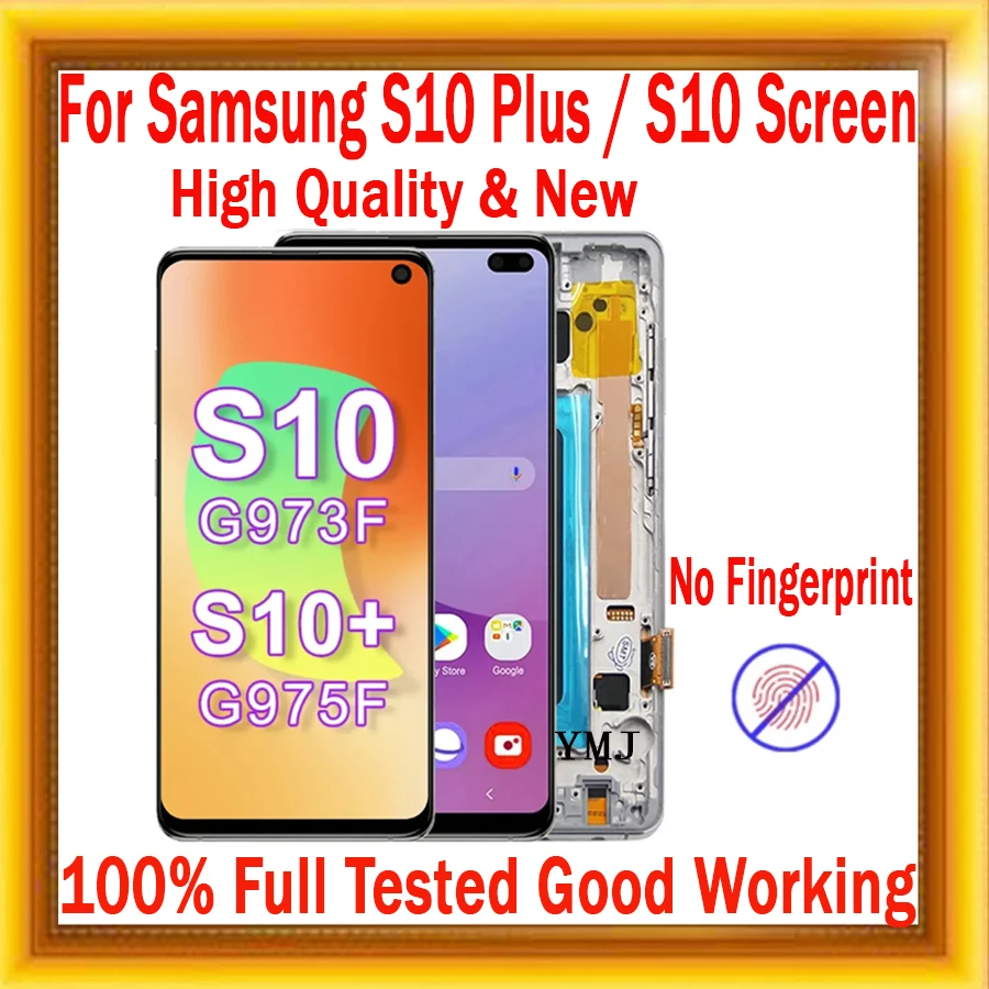 

С рамкой для Samsung Galaxy S10 Plus G975F ЖК-дисплей сенсорный экран дигитайзер в сборе для Galaxy S10 G973F сенсорный экран