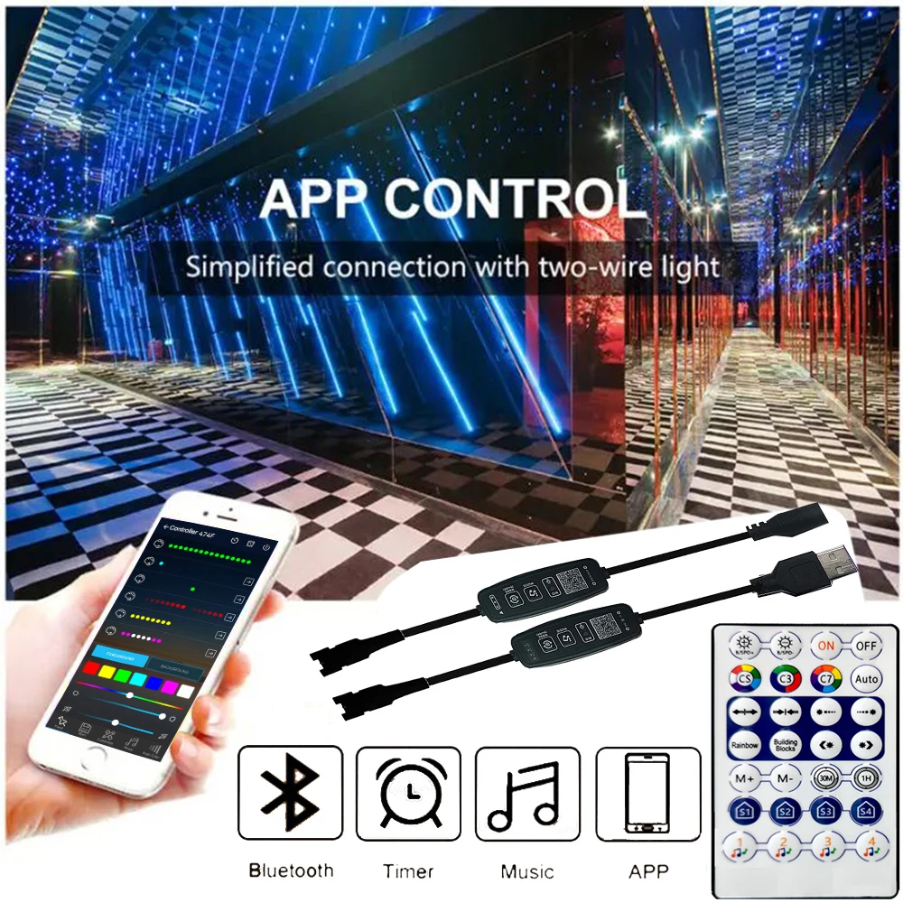 

DC5-24V 28Key Bluetooth Music Led Controller Mini Control RGB Individually Addressable 3Pin Light Strip USB DC Button Phone APP