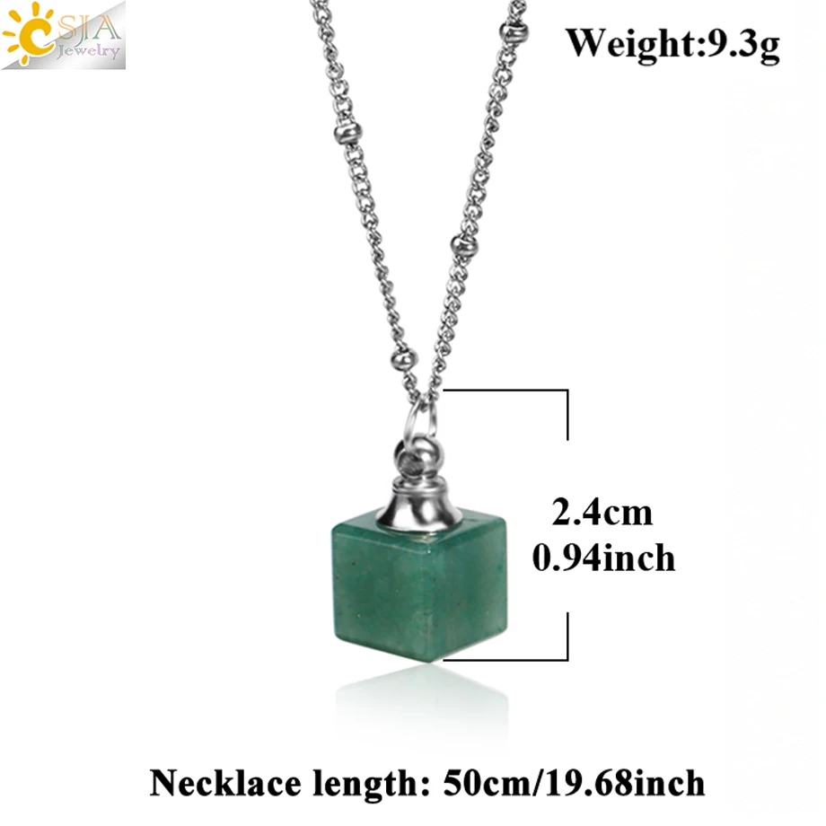 Ожерелье CSJA из натурального камня в форме духов квадратная подвеска кубика