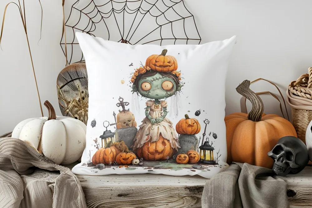 

Наволочка полиэстер велюр Ghost and Pumpkins Halloween 40x40/45x45/50x50/60x60 см