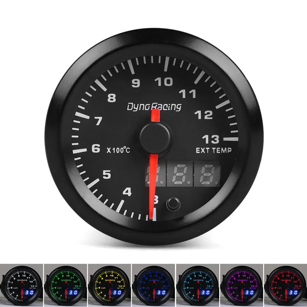 

General Exhaust Thermometer Pointer Digital Display Led Liquid Crystal Double Display Colorful Exhaust Thermometer 52mm