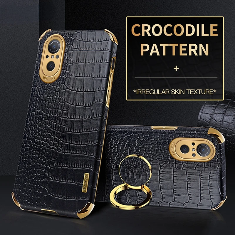 

Nova9 SE Case Crocodile Pattern Leather Cover For Huawei Nova 9 9SE 8 8i Y60 Y70 Plus Y90 Nova8 Magnetic Shockproof Phone Cases