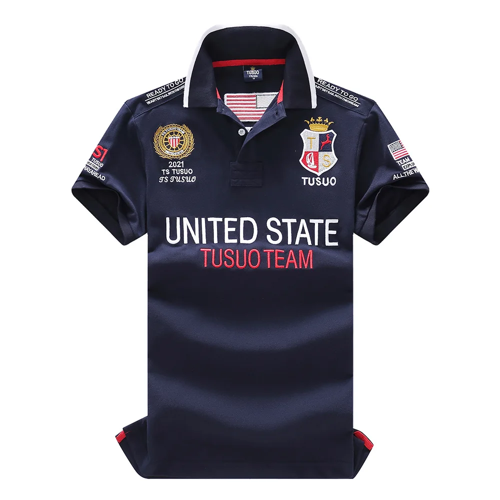 Мужская рубашка-поло S-6XL Высококачественная из 100% хлопка с короткими рукавами