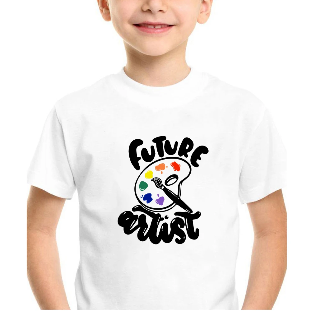 

Future Artist Boys and Girls T-shirt Short Sleeve O-neck White Toddler Tees Casual Children Clothes Summer T Shirt Enfant Fille