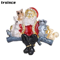 new fashion colorful santa and animal alloy brooch christmas gift holiday decoration suit jacket accessories for women men kids