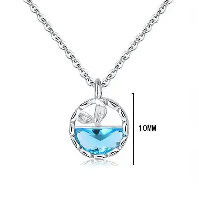 Ожерелье с подвеской из стерлингового серебра 925 пробы синим топазом и океанским