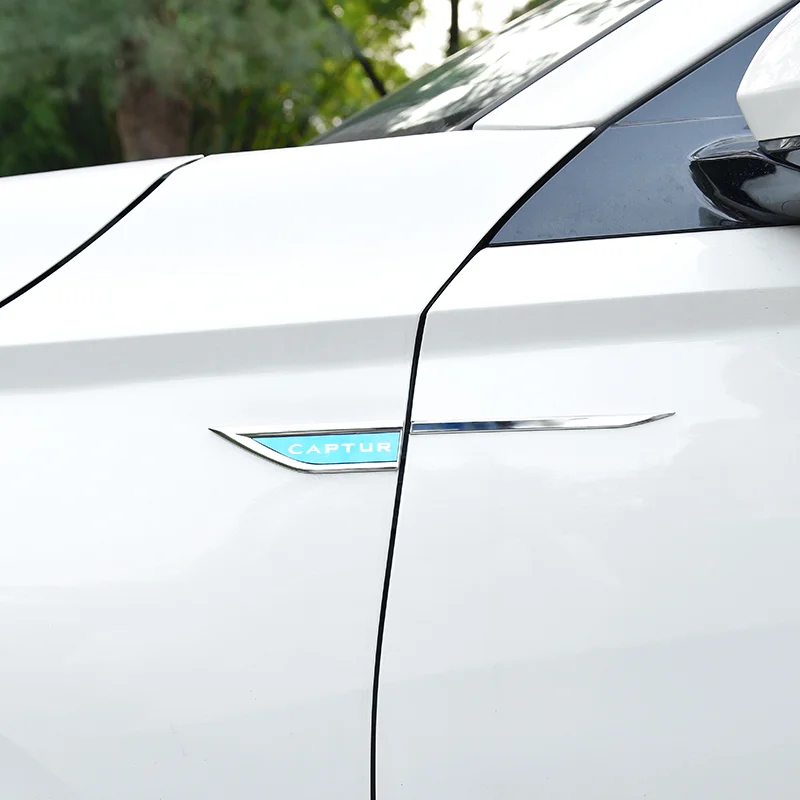 

2pcs/Set For Renault Captur Car Fender Stainless Steel Sticker Decals Car Model Emblem Exterior Decorate Accessories