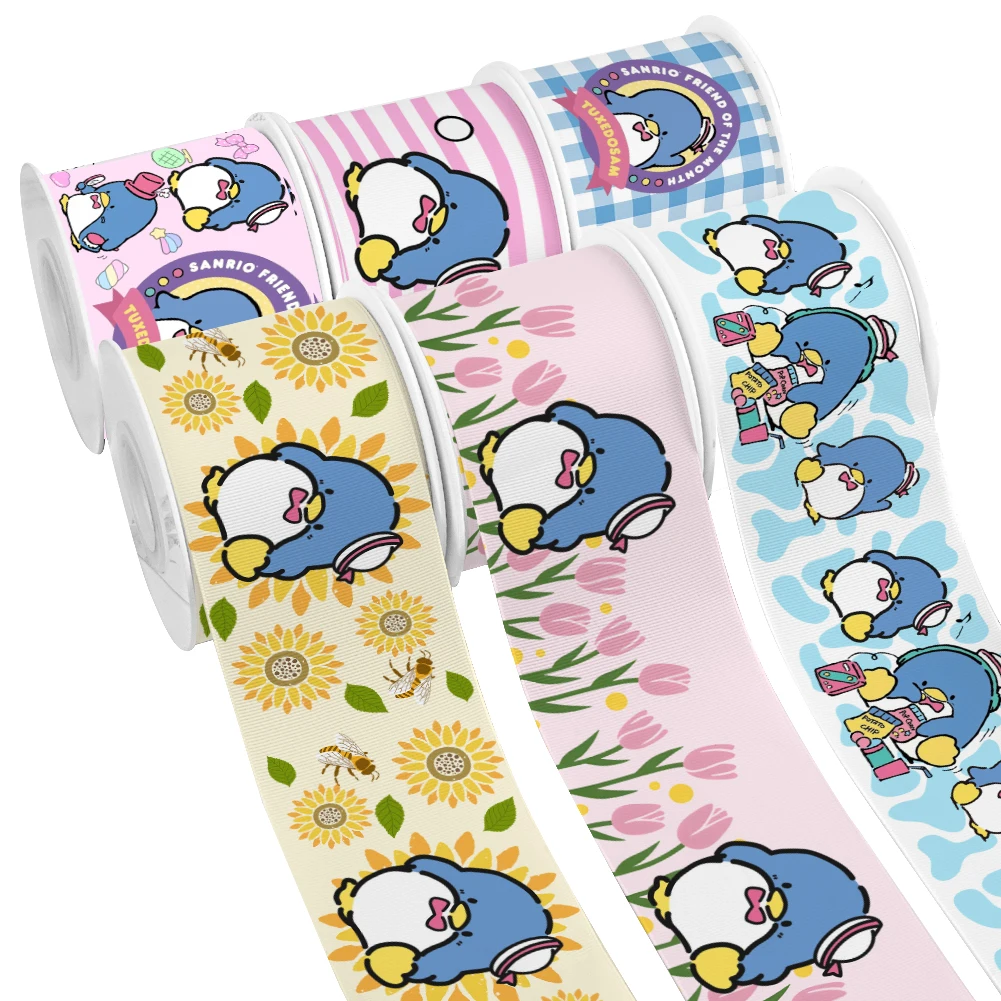 

Sam Пингвин Sanrio мультфильм агрессивный ретсуко печать корсажная лента 5 ярдов для самодельных бантов для волос Веселая фотография материалы