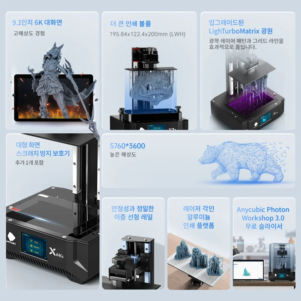 3D принтер ANYCUBIC Photon Mono X 6Ks LCD 9 1 'ɶK большой экран печать л стоматологический