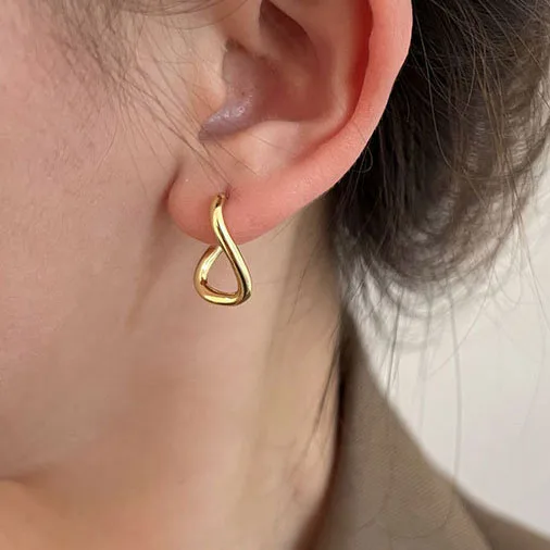 

South Korea Style Fashion Brand Metal Gold Silver Color Irregular Plain U-shaped Drop Earrings For Women Charms Ear Jewelry