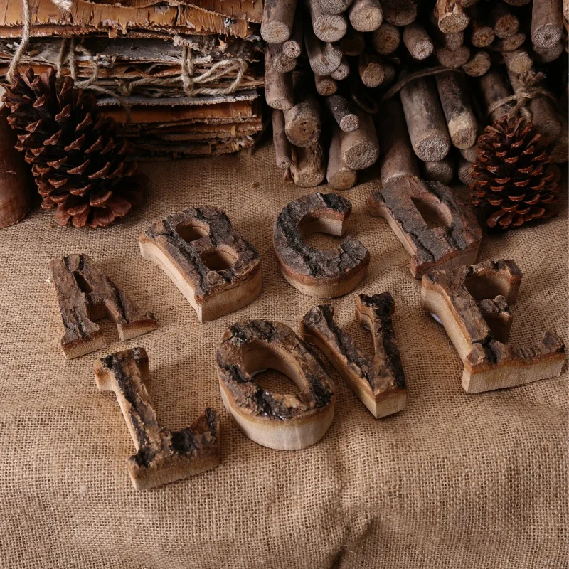 

Bark Solid Wood Retro Wood English Letters Digital Clothing Store Cafe DIYSoft decoration