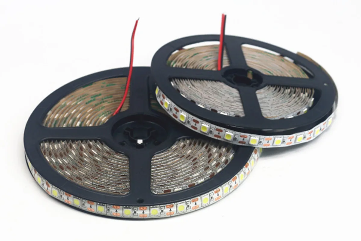 Фото 5050 SMD 5M 12V Светодиодная лента Водонепроницаемая светодиодная лента RGB RGBW RGBWW Желтая розовая ледяная синяя диодная лента Fleible №2