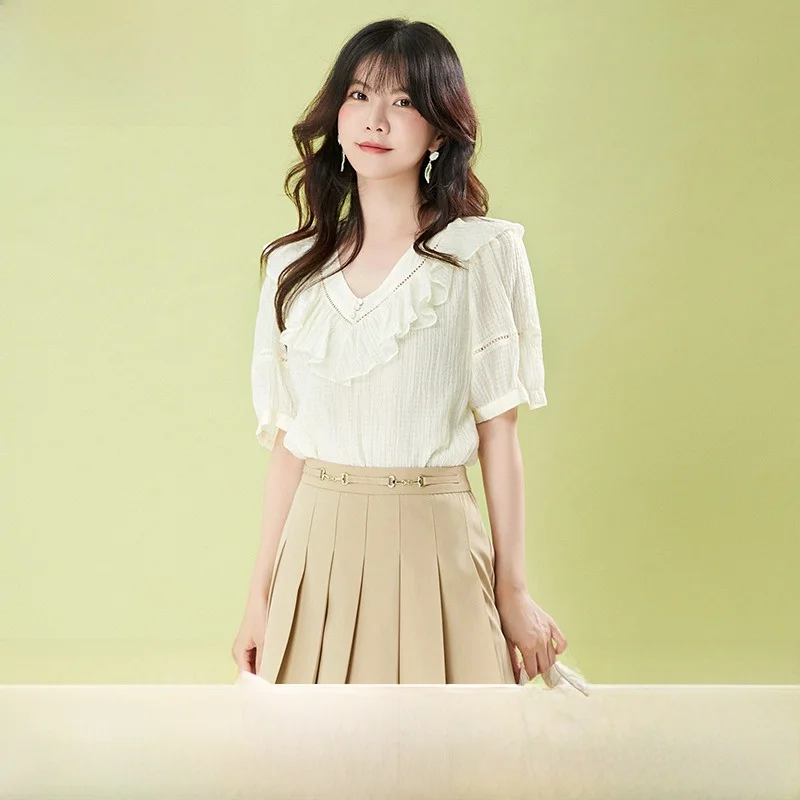 Летняя распродажа # 9 Charm Ad0d0002 Милый возрастной пуловер рубашки с короткими