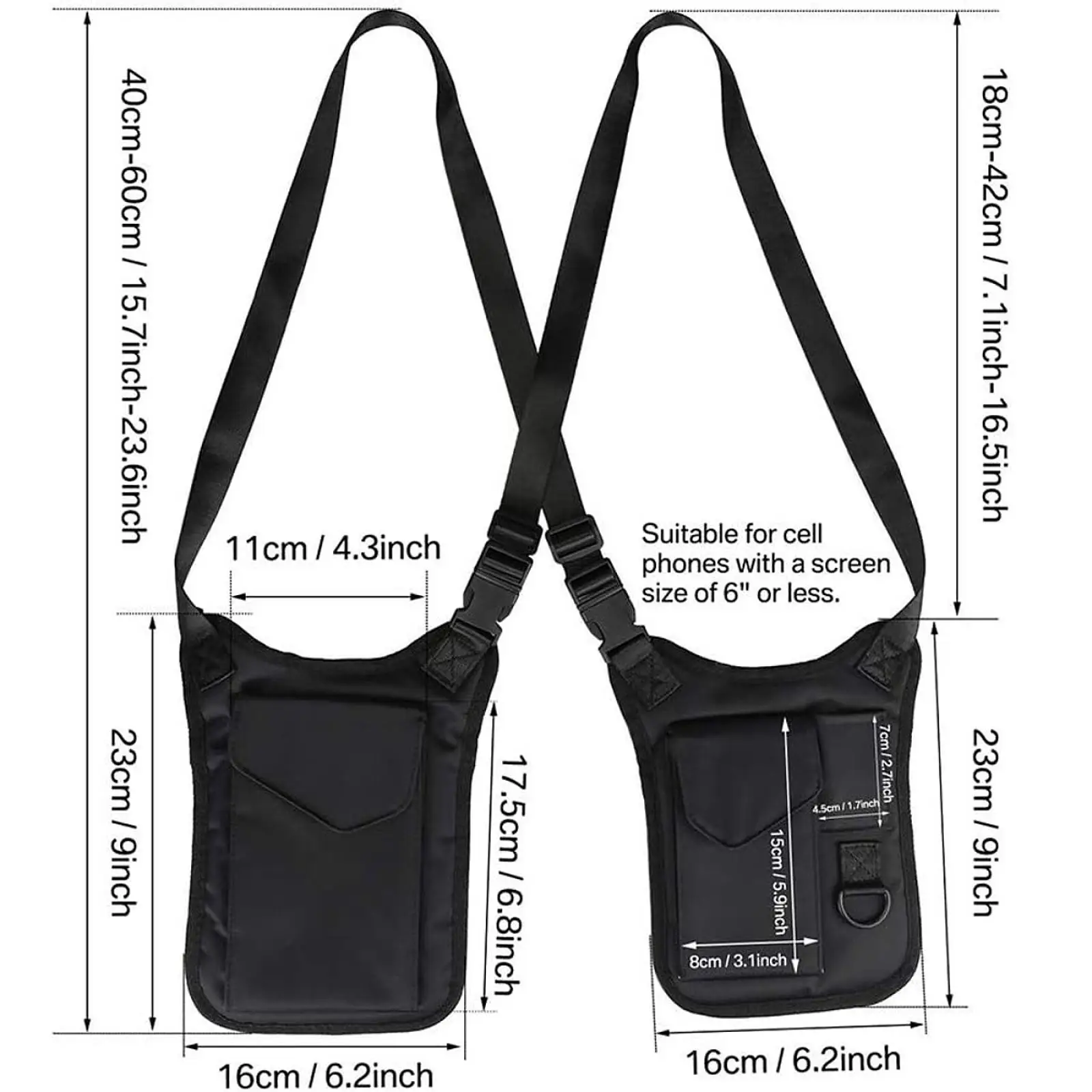 Скрытая сумка через плечо под мышками скрытый пакет для косплея на открытом