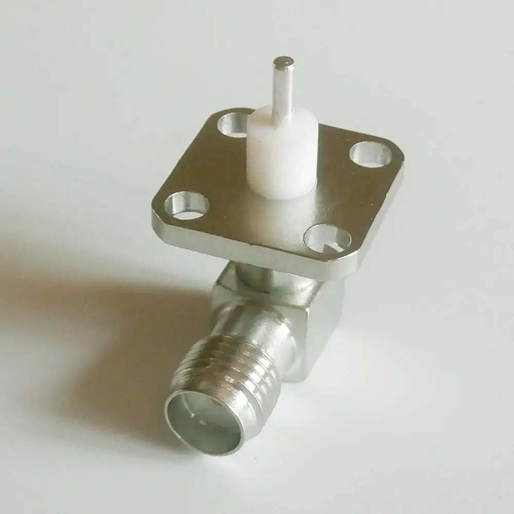 

1X New RF Connector SMA Female jack deck Solder 90 Degree Right Angle With 4 Hole Flange Chassis Panel Mount Brass Nickel Plated