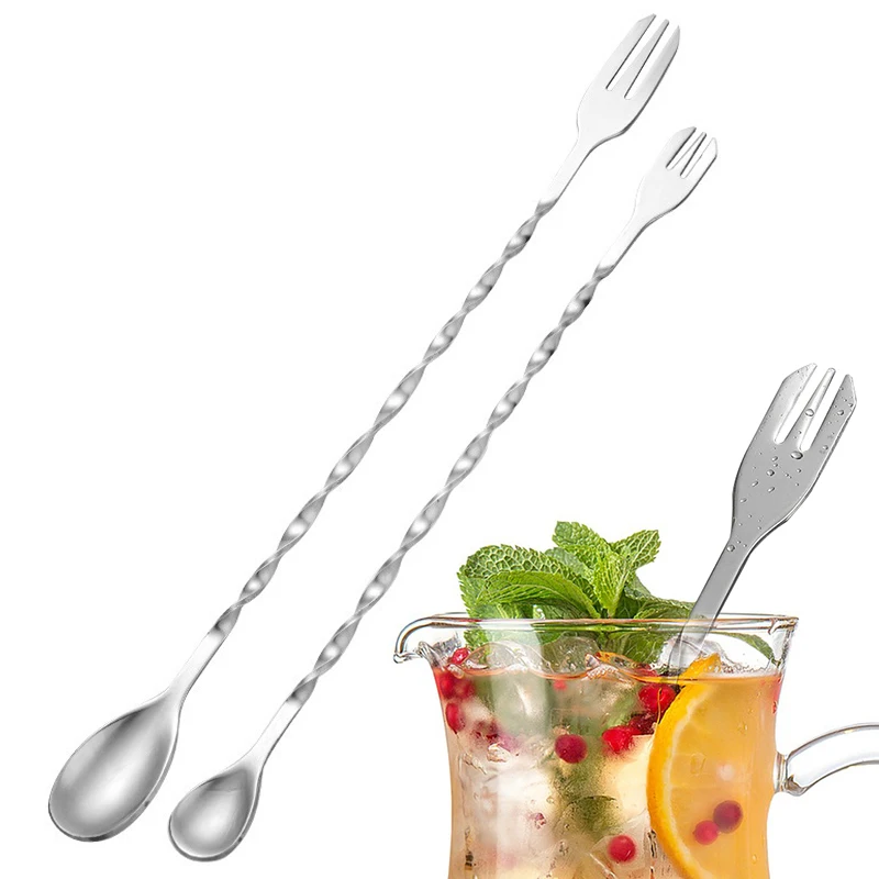 

32cm Spiral Bar Cocktail Spoon Stainless Steel Bartender Stir Spoons Muddlers Whisky Drinks Mixing Rod Kitchen Accessories