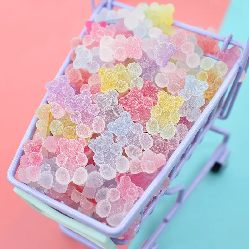

10Pcs Gummy Gradient Jelly Bear Nails Art Charms Colorful 3D Candy Cute Rhinestones Decorations 12*18mm Nails Sugar Ornaments