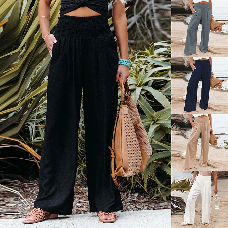 

Female Elegant Wide Leg Straight Pant 2022 Vintage Harajuku Solid Color Loose Sweatpants Women Chic Casual High Waist Trousers