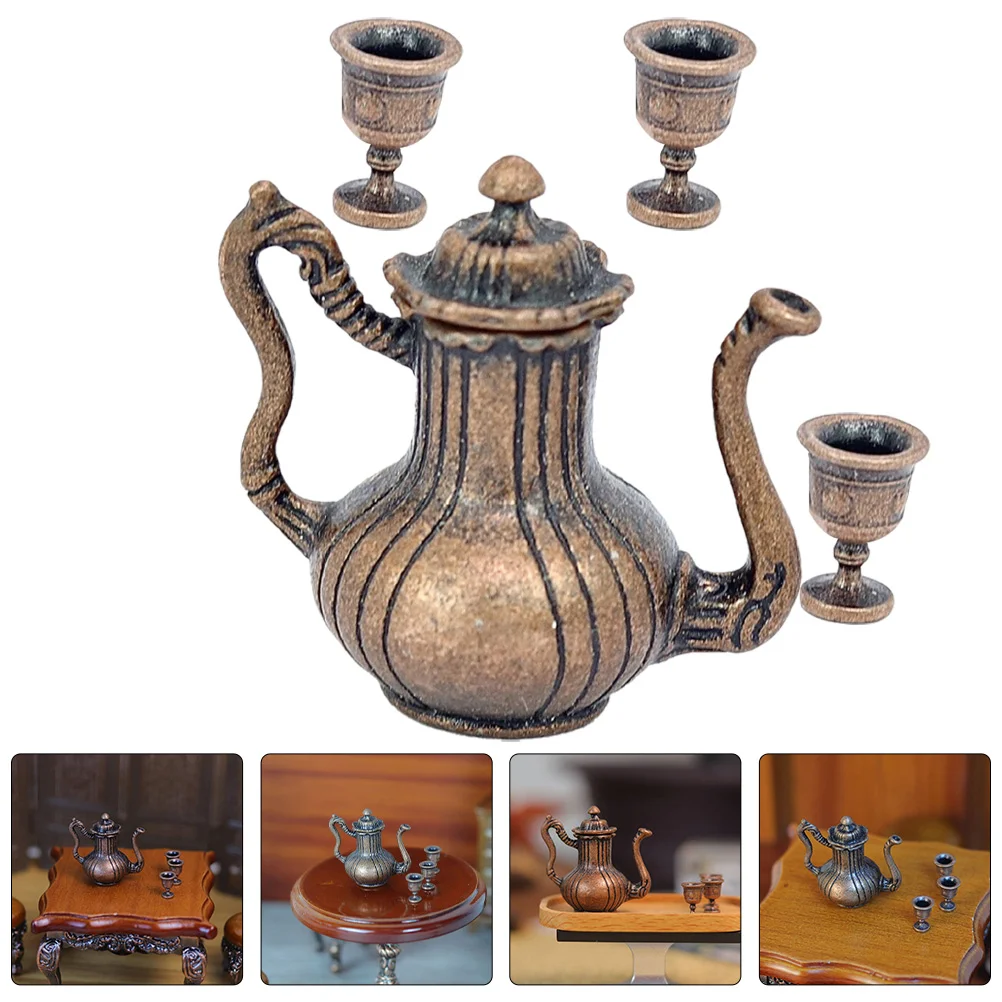 

Miniature Metal Teaware Teapot House Decor Tiny Houses Pretend Alloy Models Child Kids Toys