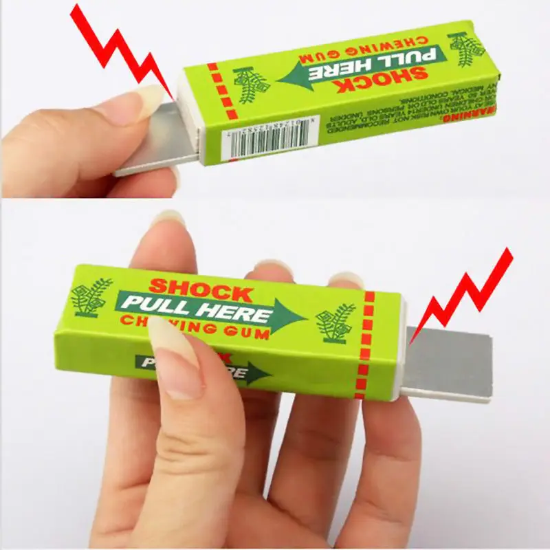 

Tricky Funny Safety Trick Joke shocker Toy Electric Shock Shocking Pull Head Chewing gum Gag novelty item toy for children