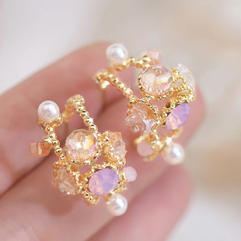 New 2022 Fashion for Women Super Large Crystal Earring Micro Inlaid Pearl Luxury Elegant Ladies Earrings Jewelry Holiday Present
