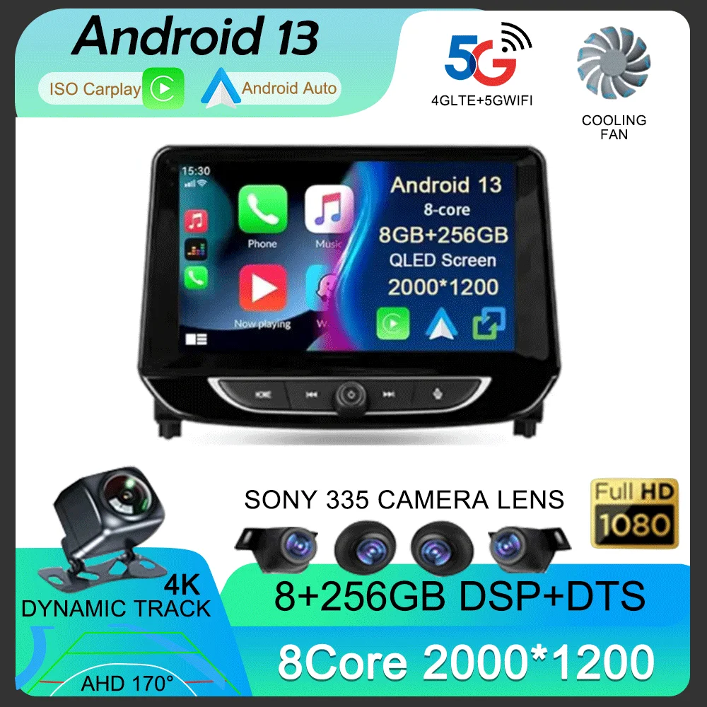 Автомагнитола Carplay 2DIN на Android 13 с поддержкой Wi-Fi и 4G для Chevrolet Tracker 4 2019 2020 2021 2022
