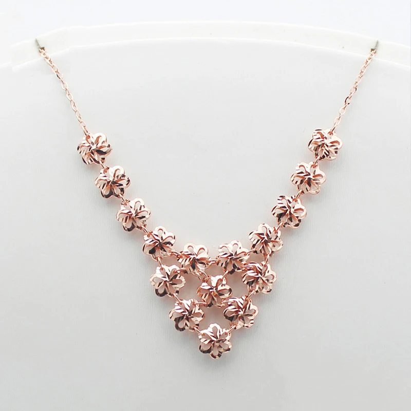 

Женское многослойное ожерелье с подвеской в виде цветка, позолоченное розовое золото 14 к, 585