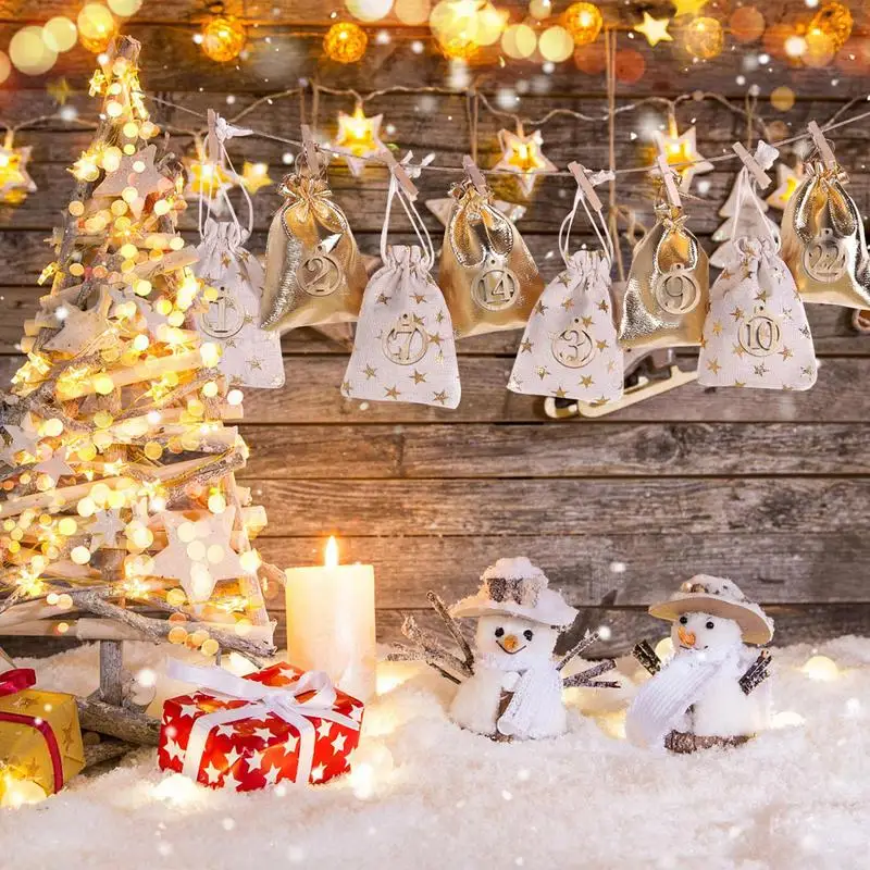 

24 Days Christmas Advent Calendar BagsAdvent Calendar Gift Bags DIY Set Paper Stickers DIY Christmas Embellishments Kids Toys