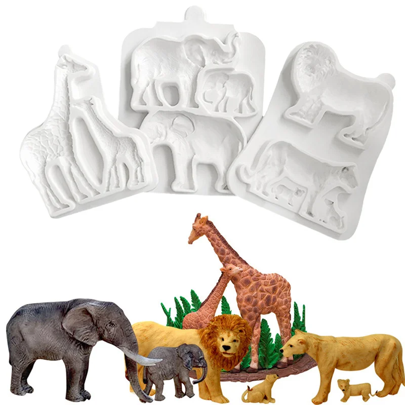 

Elephant Lion Giraffe Silicone Mold Kitchen DIY Cake Baking Decoration Fudge Dessert Chocolate Mold Cartoon Animal Silicone Mold