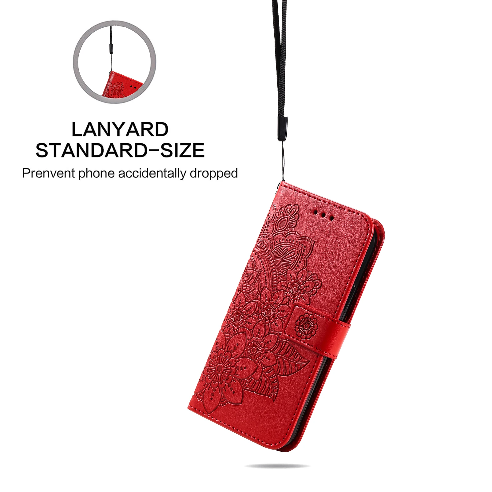 Phone Case for iPhone 14 13 12 Mini 11 Pro Max SE2020 6S 7 8 Plus X XR XS Etui Flip Wallet Fold Stand Full Protect Lanyard Cover