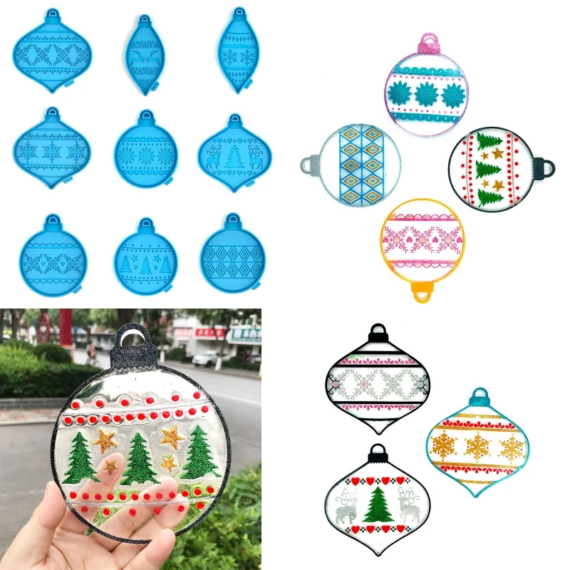 

R3MC Resin Ornament Mold,Christmas Resin Mold Silicone,Crystal Epoxy Casting Mold for Xmas Decorations,Silicone Keychain Mold