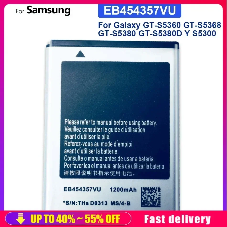 EB 454357 Аккумуляторы VU для мобильных телефонов Samsung Galaxy Y Duos GT-S5360 GT-S5368 GT-S5380 GT-S5380D S5300