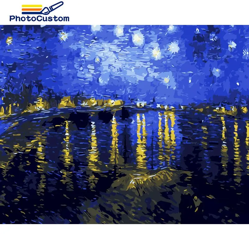 

PhotoCustom DIY Pictures By Number Sea Kits Painting By Numbers Scenery Hand Painted Picture Art Drawing On Canvas Gift Home Dec