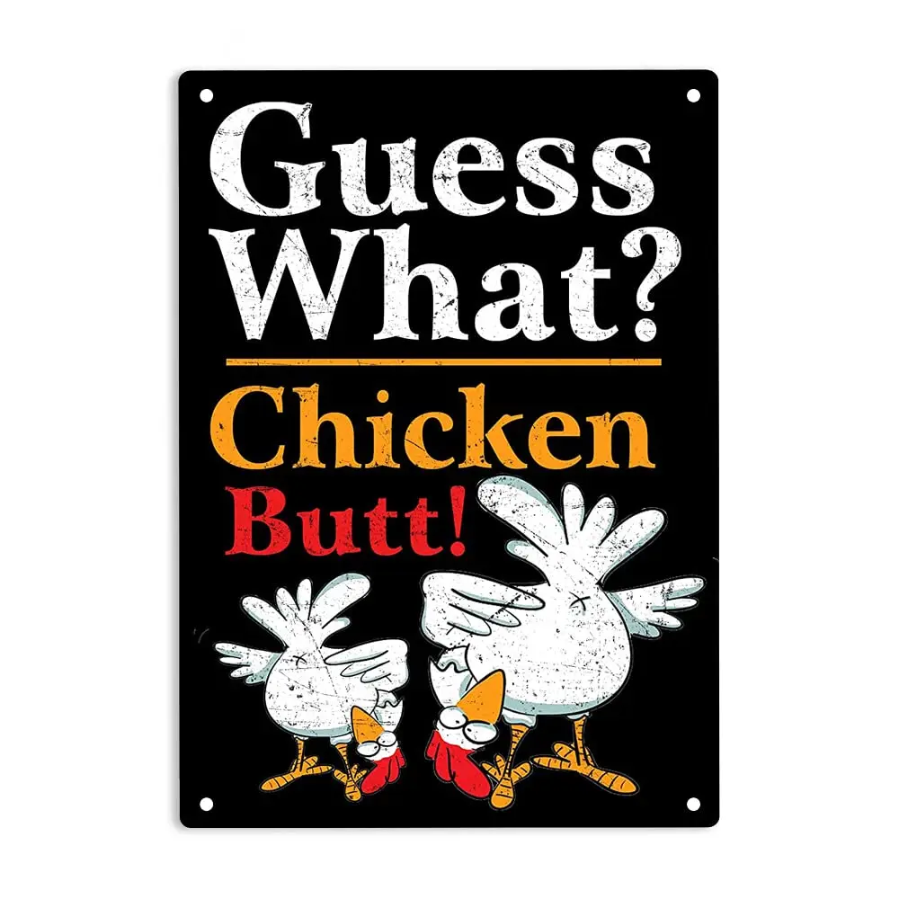 1P куриный любовник забавный What Chicken Butt животные цыплята фермерский знак