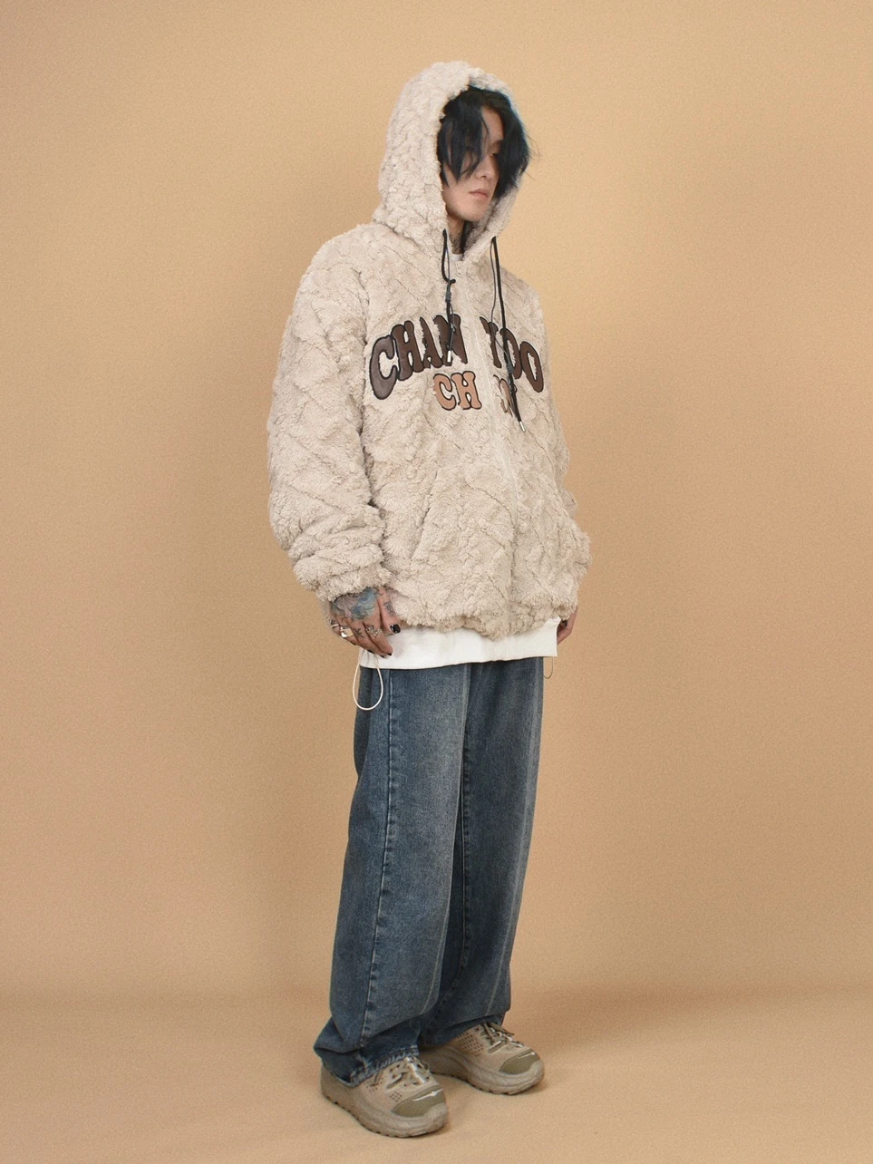 MZ Американская винтажная верхняя одежда с плюшевой вышивкой ягненка мужская